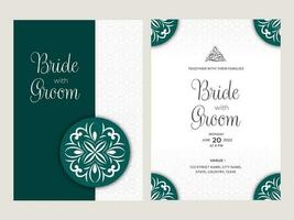 double côté de islamique mariage invitation carte dans vert et blanc couleur. vecteur