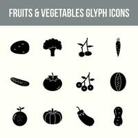 unique des fruits et des légumes vecteur glyphe icône ensemble