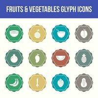 unique des fruits et des légumes vecteur glyphe icône ensemble