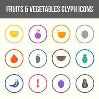 unique des fruits et des légumes vecteur glyphe icône ensemble