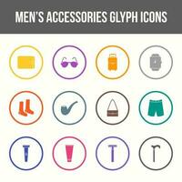 ensemble d'icônes de glyphe vectoriel d'accessoires pour hommes uniques