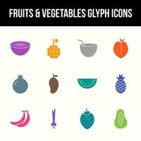 unique des fruits et des légumes vecteur glyphe icône ensemble