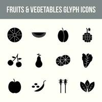 unique des fruits et des légumes vecteur glyphe icône ensemble