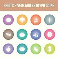 unique des fruits et des légumes vecteur glyphe icône ensemble