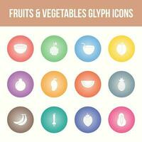 unique des fruits et des légumes vecteur glyphe icône ensemble