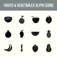 unique des fruits et des légumes vecteur glyphe icône ensemble