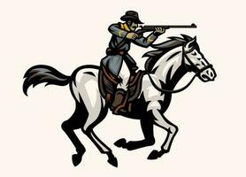 civil guerre confédéré armée tournage fusil tandis que équitation le cheval vecteur