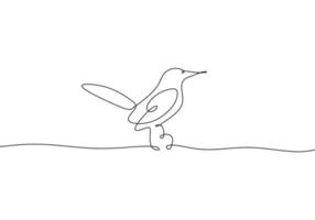 un dessin au trait continu de mignon colibri. oiseau tropical dessiné à la main. petit concept de mascotte d'oiseau de beauté pour la forêt nationale de conservation. vecteur