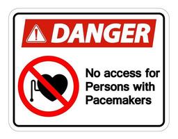 Danger aucun accès pour les personnes avec signe de symbole de pacemaker sur fond blanc vecteur