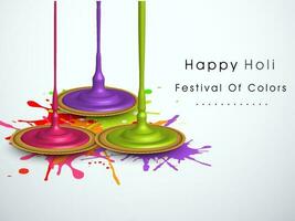 Indien Festival de couleurs, content Holi concept avec liquide couleurs et Couleur taches et espace pour votre texte. vecteur