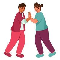 illustration de Jeune gay couple en portant chaque autre mains contre blanc Contexte. vecteur