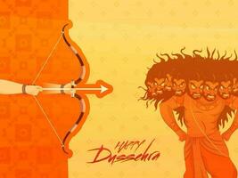 content dussehra fête Contexte avec hindou mythologie Seigneur rama meurtre démon Ravana illustration. vecteur