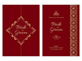 rouge et d'or Couleur arabe invitation cartes pour islamique mariage. vecteur