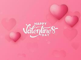 content la Saint-Valentin journée Police de caractère avec brillant cœurs décoré sur rose Contexte. vecteur