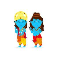 Seigneur rama et lakshman donnant bénédictions dans permanent pose. vecteur