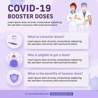 covid-19 booster doses en relation question et répondre avec médecin personnages sur violet Contexte. conscience affiche ou modèle conception. vecteur