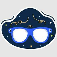 vecteur illustration de fête des lunettes de soleil autocollant contre confettis bleu Contexte.