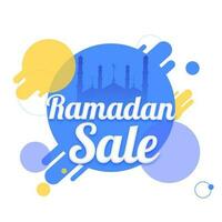 Ramadan vente affiche conception avec silhouette mosquée sur abstrait Contexte. vecteur