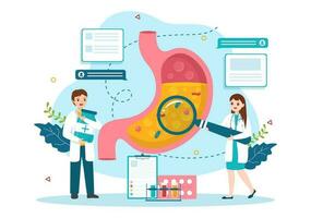 estomac santé gastro-entérologie vecteur illustration avec abdomen douleur et médical recherche pour soins de santé dans plat dessin animé main tiré modèles