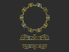 d'or motif ou fleurir emblème logo et copie espace sur noir Contexte. vecteur