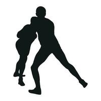 vecteur noir silhouette de une lutteur athlète dans lutte, duel, lutte, lutte, combattre. greco romain, nage libre lutte, martial art, esprit sportif.