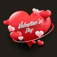 la Saint-Valentin journée Police de caractère avec brillant cœurs décoré sur noir Contexte. vecteur