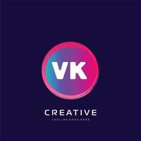 vk initiale logo avec coloré modèle vecteur. vecteur