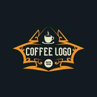 café magasin logo, badge et étiquette conception élément. tasse, haricots, café ancien style objet. rétro vecteur illustration.