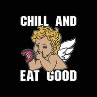 refroidissement et manger bien. vecteur illustration de une Cupidon avec ailes.