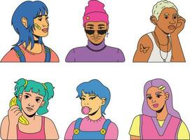 ensemble de personnes. ensemble de femmes avec différent coiffures. vecteur illustration dans dessin animé style. ensemble de avatar