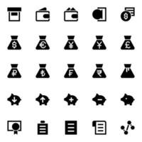 icônes de glyphe pour l'interface utilisateur. vecteur