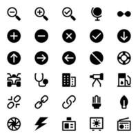 icônes de glyphe pour l'interface utilisateur. vecteur