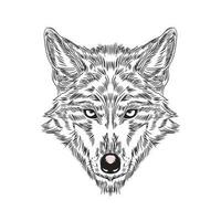 Loup visage vecteur illustration dans main tiré style, parfait pour t chemise conception et logo