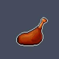 frit poulet jambe dans pixel art style vecteur