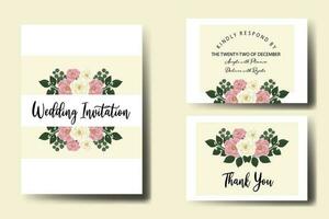 mariage invitation Cadre ensemble, floral aquarelle numérique main tiré mini Rose fleur conception invitation carte modèle vecteur