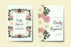 mariage invitation Cadre ensemble, floral aquarelle numérique main tiré mini Rose fleur conception invitation carte modèle vecteur