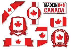 collection de fabriqué dans Canada badges Étiquettes Canada drapeaux dans ruban vecteur illustration