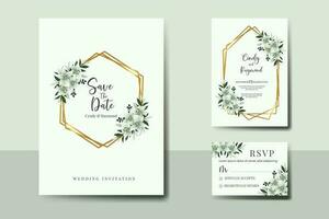 mariage invitation Cadre ensemble, floral aquarelle numérique main tiré blanc lis fleur conception invitation carte modèle vecteur
