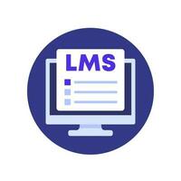 lms icône, apprentissage la gestion système, plat vecteur