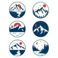 Montagne Voyage emblèmes. camping Extérieur emblèmes, badges et logo patchs. Montagne tourisme, randonnée vecteur