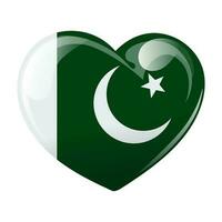drapeau de Pakistan dans le forme de une cœur. cœur avec drapeau de Pakistan. 3d illustration, vecteur