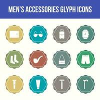 ensemble d'icônes de glyphe vectoriel d'accessoires pour hommes uniques