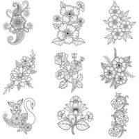 vecteur illustration de décoratif coin Cadre ensemble. ensemble main dessiner de coins différent formes fleur décoration vecteur conception griffonnage esquisser style pour mariage et bannière