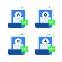 relevés de factures de services publics électricité, gaz naturel, eau, internet et téléphone vecteur