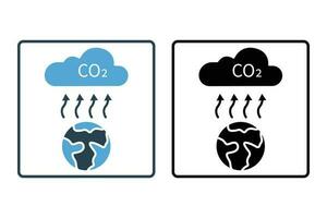 atmosphérique la pollution icône illustration. icône en relation à global échauffement, co2. solide icône style. Facile vecteur conception modifiable