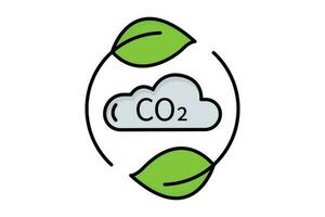 carbone dioxyde émission réduction icône illustration. icône en relation à global échauffement, co2. plat ligne icône style, direct couleur. Facile vecteur conception modifiable