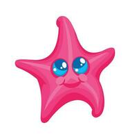 étoile de mer personnage Marin, dessin animé tropical aquatique animal vecteur