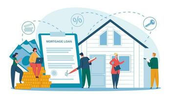 hypothèque concept, acheter maison utilisation banque prêt vecteur