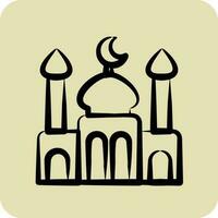 icône mosquée. en relation à eid Al adha symbole. glyphe style. Facile conception modifiable. Facile illustration vecteur