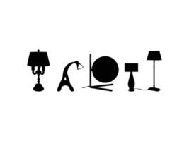 cinq table lumière silhouette, les lampes plat style vecteur illustration. noir lumière, lampe silhouette ensemble, les lampes ensemble.